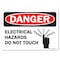 Signmission OSHA Danger Sign, 10" Height, 14" Width, Rigid Plastic, Electrical Hazards Do Not Touch, Landscape OS-DS-P-1014-L-19342 - alternate 1